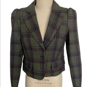NWOT ModCloth Plaid Puff-Sleeve Blazer Size XS